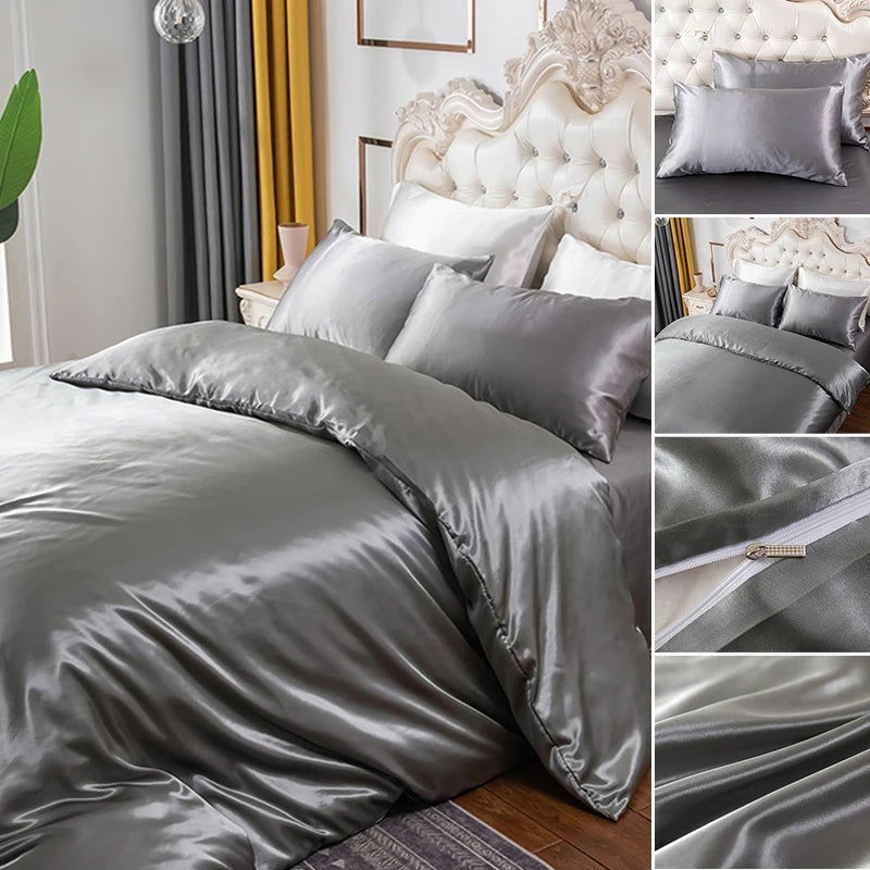 2/3pcs Duvet Cover Set Silky Soft Comforter Cover Textured Quilt Cover with Zipper Closure, NO Comforter - Slobuy