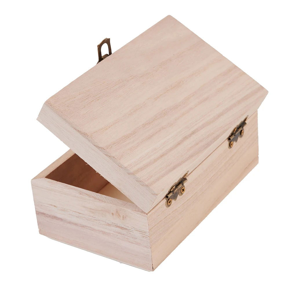 1/3pcs Log Color Scotch Plain Wood Wooden Square Hinged Storage  Boxes Craft Gift Box Handmade Case Box Storage Organization - Slobuy