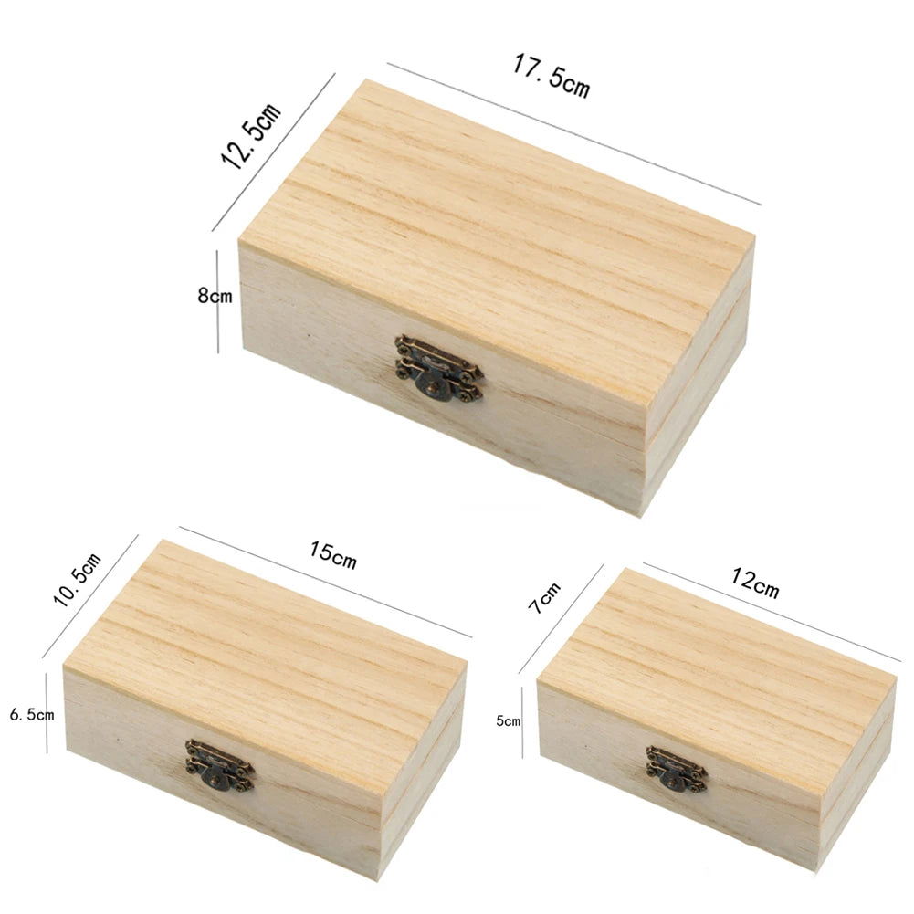 1/3pcs Log Color Scotch Plain Wood Wooden Square Hinged Storage  Boxes Craft Gift Box Handmade Case Box Storage Organization - Slobuy