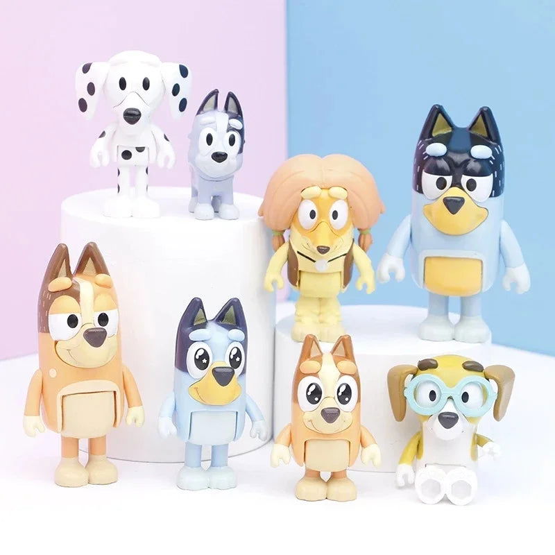 4-12PCS Bluey Bingo Figure Toys Family Kawaii Movable Joint Action Figure Toys Cartoon Bluey Friends PVC Model Doll for New Year - Slobuy