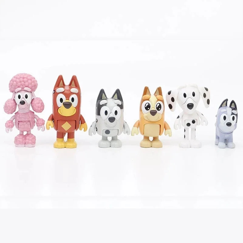 4-12PCS Bluey Bingo Figure Toys Family Kawaii Movable Joint Action Figure Toys Cartoon Bluey Friends PVC Model Doll for New Year - Slobuy