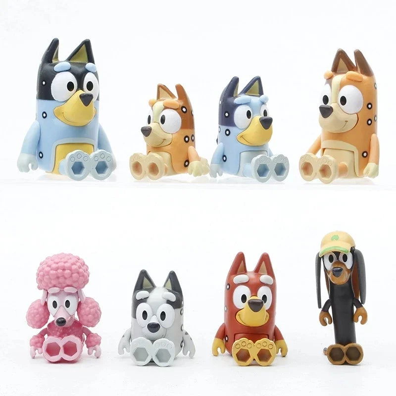 4-12PCS Bluey Bingo Figure Toys Family Kawaii Movable Joint Action Figure Toys Cartoon Bluey Friends PVC Model Doll for New Year - Slobuy