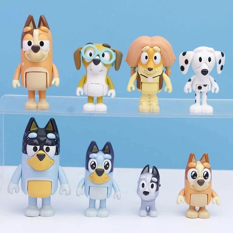 4-12PCS Bluey Bingo Figure Toys Family Kawaii Movable Joint Action Figure Toys Cartoon Bluey Friends PVC Model Doll for New Year - Slobuy