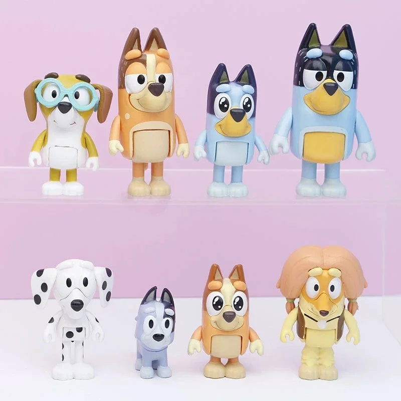 4-12PCS Bluey Bingo Figure Toys Family Kawaii Movable Joint Action Figure Toys Cartoon Bluey Friends PVC Model Doll for New Year - Slobuy