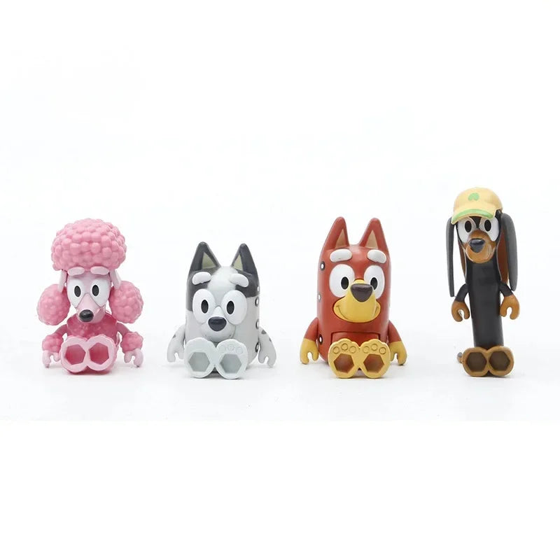 4-12PCS Bluey Bingo Figure Toys Family Kawaii Movable Joint Action Figure Toys Cartoon Bluey Friends PVC Model Doll for New Year - Slobuy