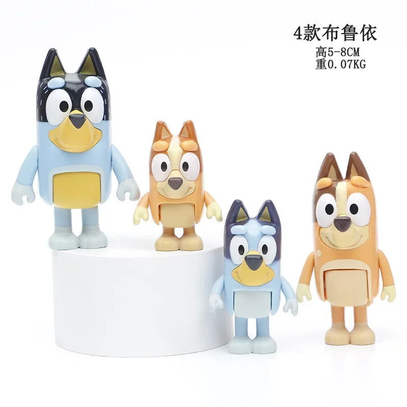 4-12PCS Bluey Bingo Figure Toys Family Kawaii Movable Joint Action Figure Toys Cartoon Bluey Friends PVC Model Doll for New Year - Slobuy