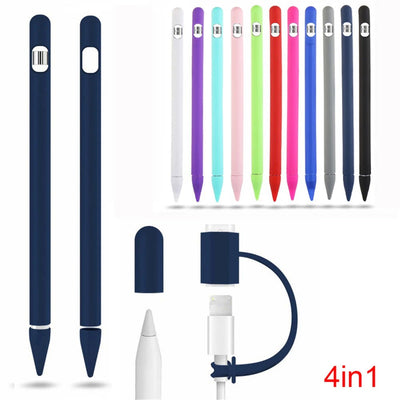 4-in-1 Silicone Pencil Cover For Apple Pencil 1st generation Smart Stylus Protective Case Accessories For Apple Pencil 1 Cover - Slobuy