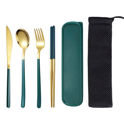4-piece Cutlery Set Knife Fork Spoon Chopsticks Box Cutlery Portable Cutlery Travel Cutlery with box - Slobuy