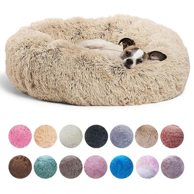40-90cm Round Pet Bed for Large Dog Bed Super Soft Cat Bed Long Plush Dog House for Medium Dog House Winter Warm Sleeping - Slobuy