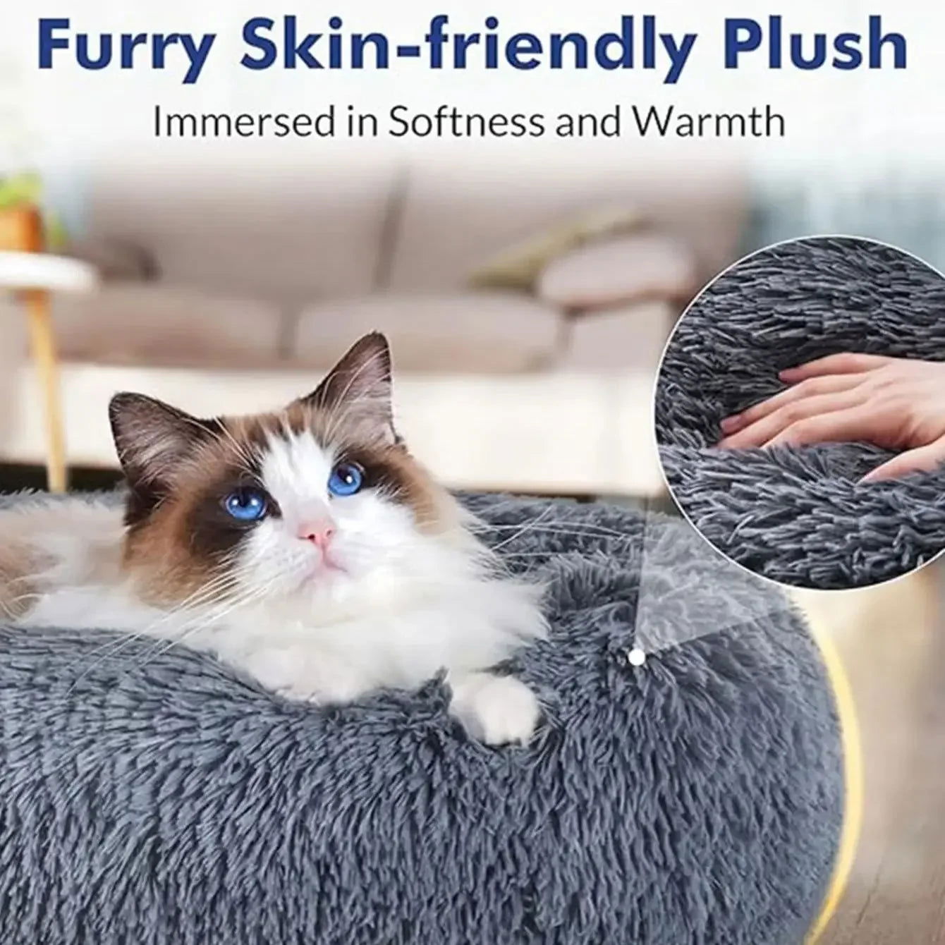 40-90cm Round Pet Bed for Large Dog Bed Super Soft Cat Bed Long Plush Dog House for Medium Dog House Winter Warm Sleeping - Slobuy