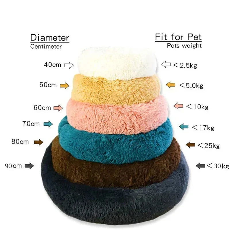 40-90cm Round Pet Bed for Large Dog Bed Super Soft Cat Bed Long Plush Dog House for Medium Dog House Winter Warm Sleeping - Slobuy
