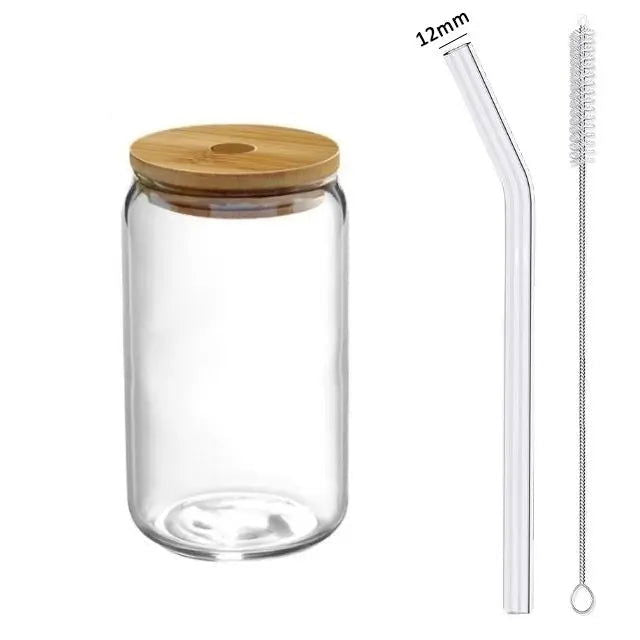 550ml/400ml Glass Cup With Lid and Straw Transparent Bubble Tea Cup Juice Glass Beer Can Milk Mocha Cups Breakfast Mug Drinkware - Slobuy