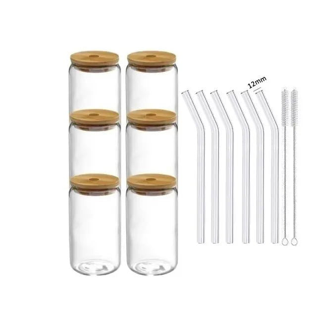 550ml/400ml Glass Cup With Lid and Straw Transparent Bubble Tea Cup Juice Glass Beer Can Milk Mocha Cups Breakfast Mug Drinkware - Slobuy