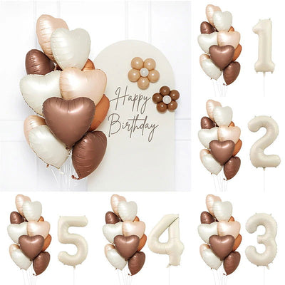 1/3/7Pcs Cream Color Number Balloon Set 32/40Inch 1-9 Digital Foil Helium Ball Girl Kids Adult Birthday Party Wedding Decoration - Slobuy