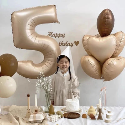 1/3/7Pcs Cream Color Number Balloon Set 32/40Inch 1-9 Digital Foil Helium Ball Girl Kids Adult Birthday Party Wedding Decoration - Slobuy