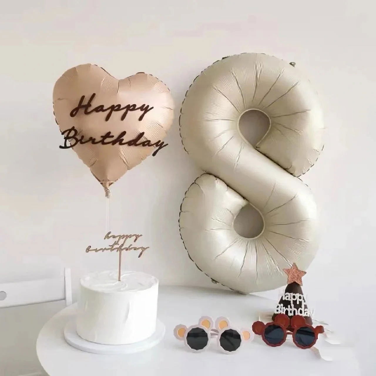 1/3/7Pcs Cream Color Number Balloon Set 32/40Inch 1-9 Digital Foil Helium Ball Girl Kids Adult Birthday Party Wedding Decoration - Slobuy