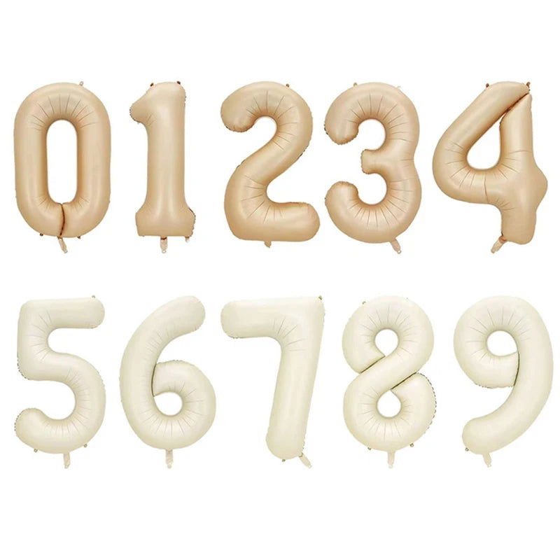 1/3/7Pcs Cream Color Number Balloon Set 32/40Inch 1-9 Digital Foil Helium Ball Girl Kids Adult Birthday Party Wedding Decoration - Slobuy