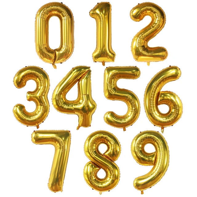 40Inch Big Foil Helium Number Balloon 0-9 Happy Birthday Wedding Party Decorations Baby Shower Large Figures Air Globos Supplies - Slobuy
