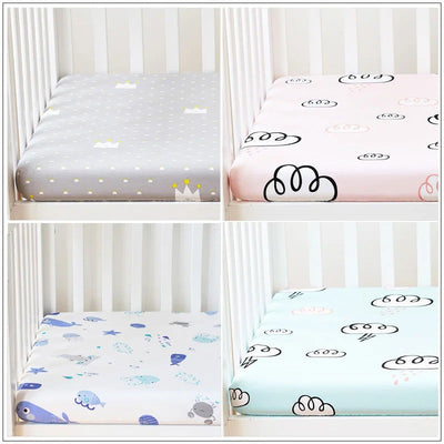 40x28inch(100x70 cm) Newborn Baby Fitted Crib Sheets Cartoon Print Bed Sheet Baby Bed Mattress Covers for Unisex Baby Boys Girls - Slobuy