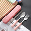 410 Stainless Steel Chopsticks Tableware Portable Fork Spoon Student Office Worker Three-piece Cute Storage Box cutlery set - Slobuy