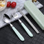 410 Stainless Steel Chopsticks Tableware Portable Fork Spoon Student Office Worker Three-piece Cute Storage Box cutlery set - Slobuy