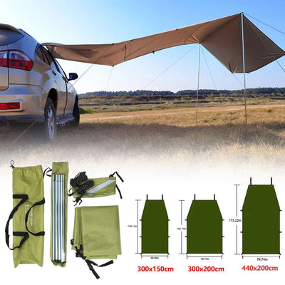 150/200/440CM Car Camping Shelter Shade Portable Roof Top Tent Awning Waterproof UV SUV Rooftop Rain Canopy Car Accessories - Slobuy
