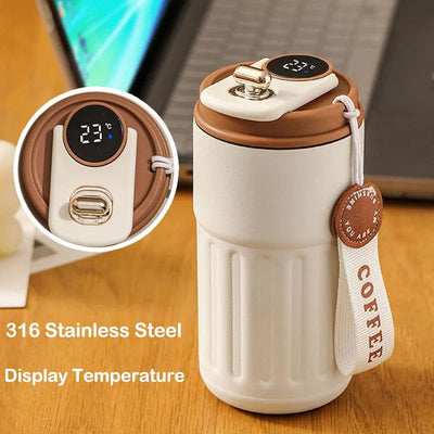 450ml Thermos Bottle Smart Display Temperature 316 Stainless Steel Vacuum Cup Office Coffee Cup Business Portable Thermal Mug - Slobuy