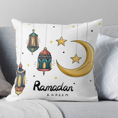 45*45CM Eid Mubarak Print Pillowcases Arab Islamic Muslim Ramadan Kareem Pillow Case Living Room Home Sofa Decor Cushion Cover - Slobuy