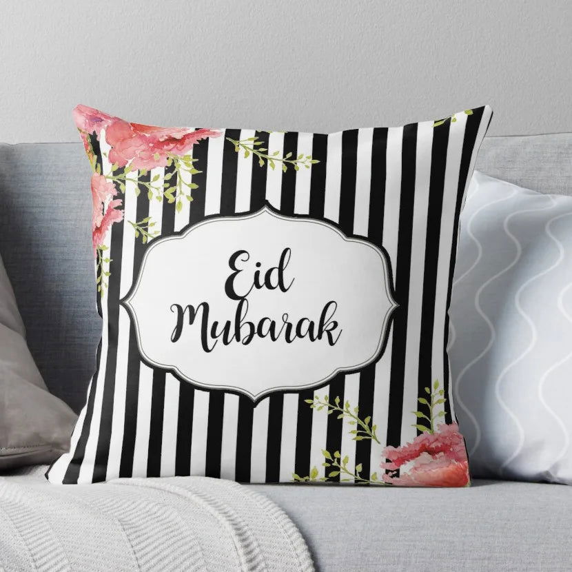 45*45CM Eid Mubarak Print Pillowcases Arab Islamic Muslim Ramadan Kareem Pillow Case Living Room Home Sofa Decor Cushion Cover - Slobuy