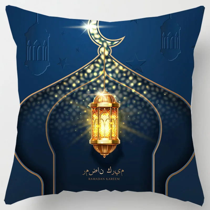 45*45CM Eid Mubarak Print Pillowcases Arab Islamic Muslim Ramadan Kareem Pillow Case Living Room Home Sofa Decor Cushion Cover - Slobuy