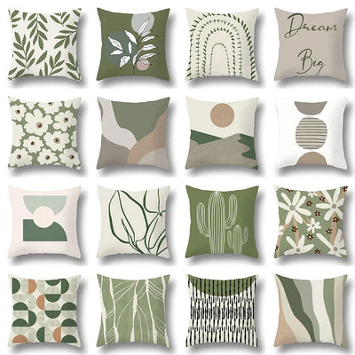45x45cm Green Plant Sofa Cushion Comfortable Pillow Office  Cover Living Room Home Decor Modern Printed Pillowcase - Slobuy