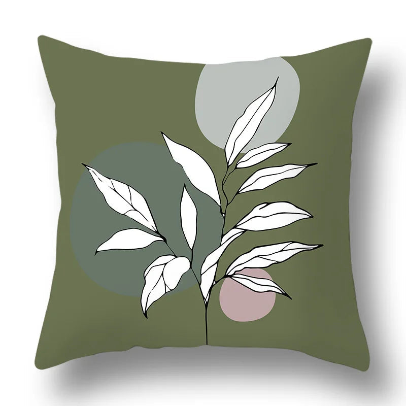 45x45cm Green Plant Sofa Cushion Comfortable Pillow Office  Cover Living Room Home Decor Modern Printed Pillowcase - Slobuy