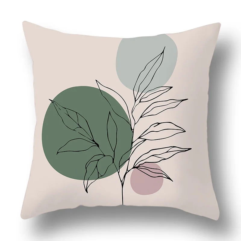 45x45cm Green Plant Sofa Cushion Comfortable Pillow Office  Cover Living Room Home Decor Modern Printed Pillowcase - Slobuy