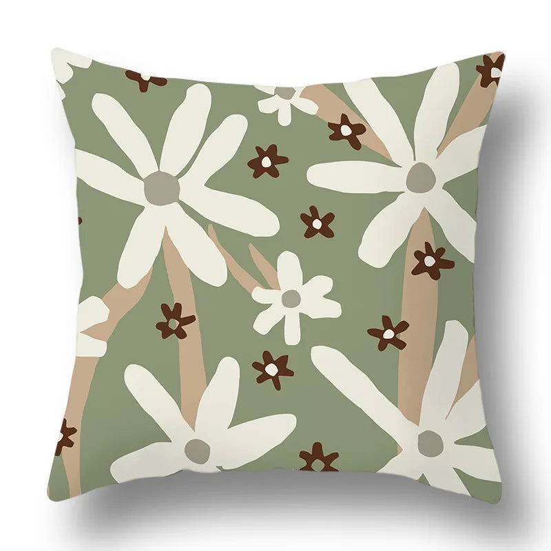 45x45cm Green Plant Sofa Cushion Comfortable Pillow Office  Cover Living Room Home Decor Modern Printed Pillowcase - Slobuy