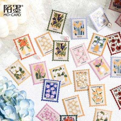 46pcs Flower Post Office Series Decorative Boxed Stickers Scrapbooking Label Diary Stationery Album Phone Journal Planner - Slobuy