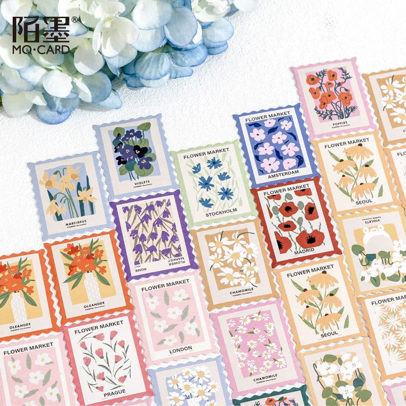 46pcs Flower Post Office Series Decorative Boxed Stickers Scrapbooking Label Diary Stationery Album Phone Journal Planner - Slobuy