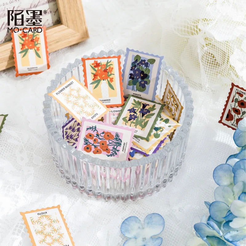 46pcs Flower Post Office Series Decorative Boxed Stickers Scrapbooking Label Diary Stationery Album Phone Journal Planner - Slobuy