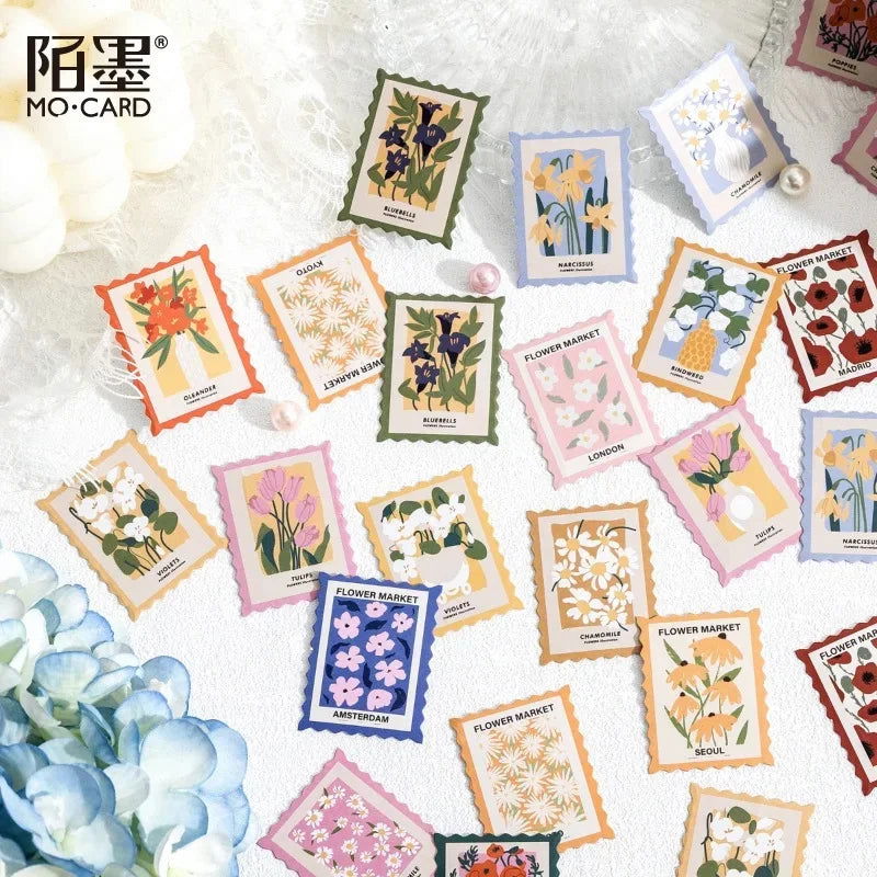 46pcs Flower Post Office Series Decorative Boxed Stickers Scrapbooking Label Diary Stationery Album Phone Journal Planner - Slobuy