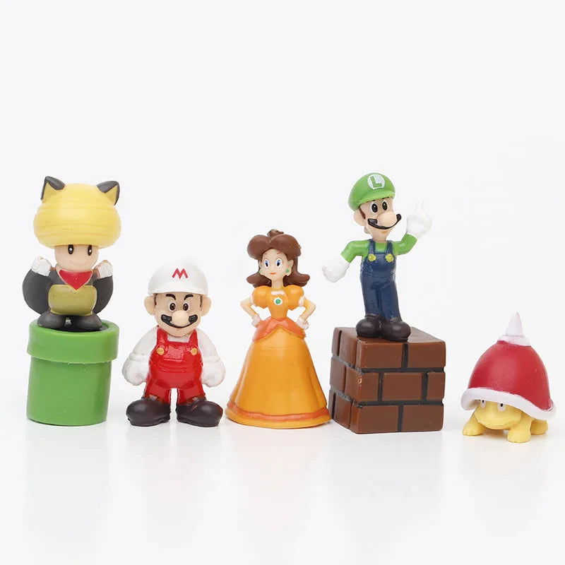 12Pcs/24Pcs/48Pcs Super Mario Bros Action Figures Kawaii Bowser Anime Figure with Storage Bag for Children Toys Gifts - Slobuy