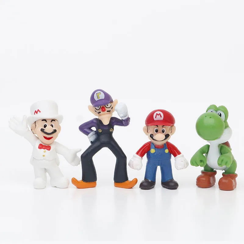 12Pcs/24Pcs/48Pcs Super Mario Bros Action Figures Kawaii Bowser Anime Figure with Storage Bag for Children Toys Gifts - Slobuy