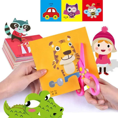 48pcs Children Handmade Paper Cut Book Craft Toys DIY Kids Crafts Cartoon Scrapbooking Paper Toys for Kids Learning Toys Gifts - Slobuy