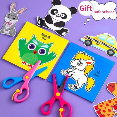 48pcs Children Handmade Paper Cut Book Craft Toys DIY Kids Crafts Cartoon Scrapbooking Paper Toys for Kids Learning Toys Gifts - Slobuy