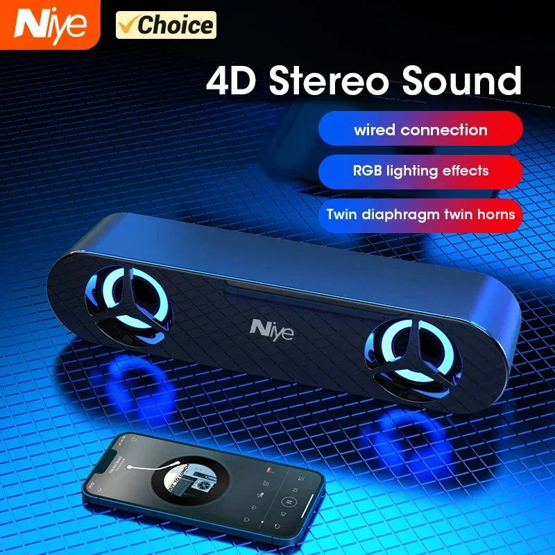 4D Surround Soundbar With RGB Light Speakers Computer Stereo Bass Subwoofer Speaker for Laptop PC Home Theater Caixa De Som - Slobuy