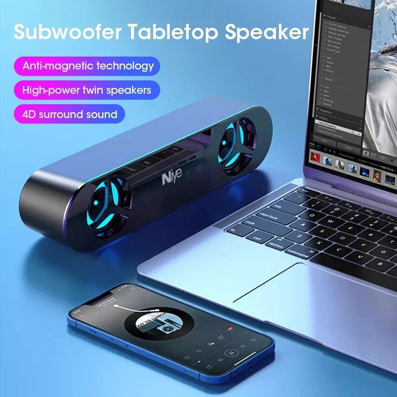 4D Surround Soundbar With RGB Light Speakers Computer Stereo Bass Subwoofer Speaker for Laptop PC Home Theater Caixa De Som - Slobuy