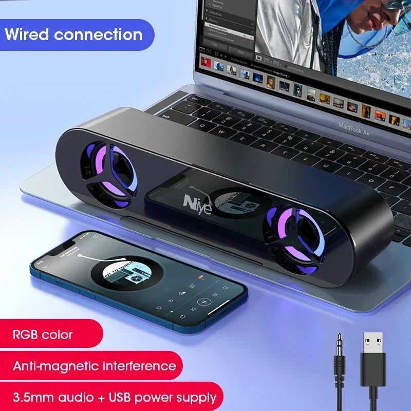 4D Surround Soundbar With RGB Light Speakers Computer Stereo Bass Subwoofer Speaker for Laptop PC Home Theater Caixa De Som - Slobuy