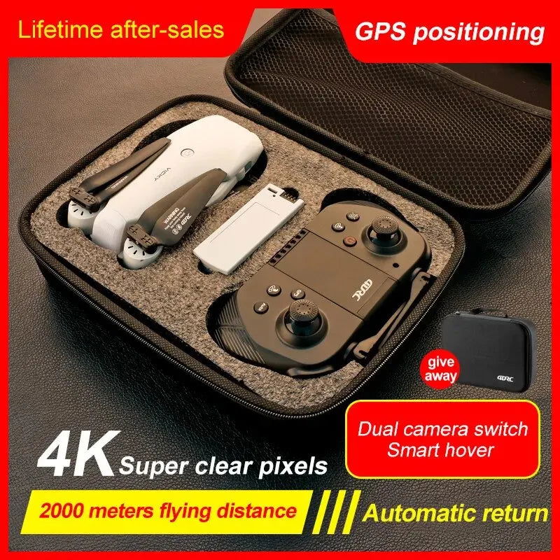 4K HD Dual Camera with GPS 5G WIFI Wide Angle FPV Real-time Transmission RC Distance 2km Professional Drone - Slobuy