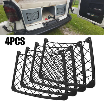 4PCS Car Storage Net Elastic Net Cargo Mesh Nets Car Caravan Bus Camping Vehicle Accessories Seat Back Mesh Belt Large - Slobuy