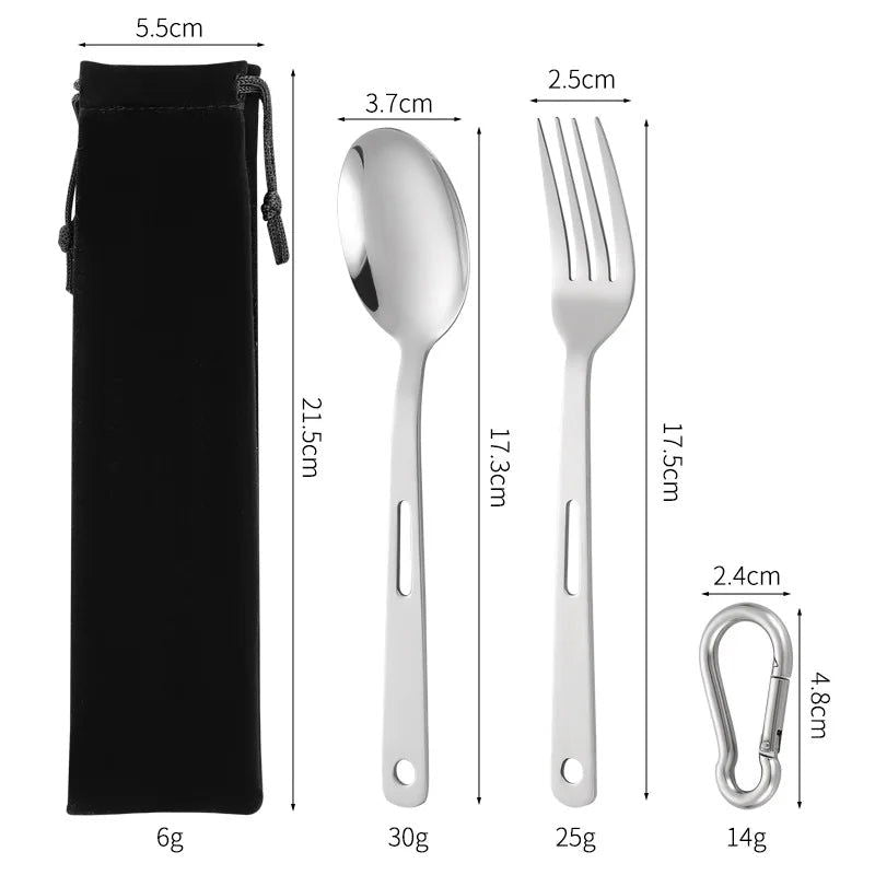 3/4PCS Stainless Steel Tableware  Main Pieces Knife Sets Portable Travel Packaging Storage Box Cutlery Picnic Fork Spoon Bag - Slobuy
