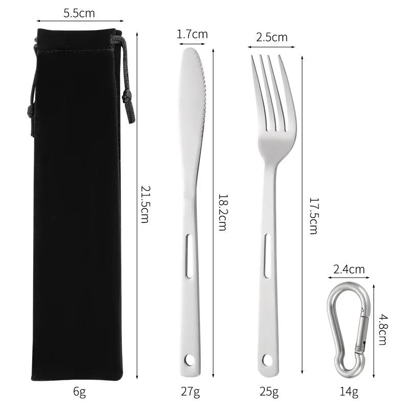 3/4PCS Stainless Steel Tableware  Main Pieces Knife Sets Portable Travel Packaging Storage Box Cutlery Picnic Fork Spoon Bag - Slobuy