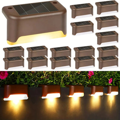 4Pack LED Solar Stair Light Lamp Waterproof Passage Courtyard Guardrail Step Night Light for Outdoor Garden Borders Terrace - Slobuy